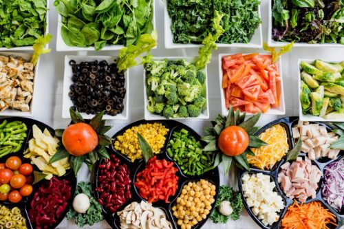 Colourful array of fruit and vegetables
