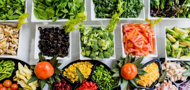 Colourful array of fruit and vegetables