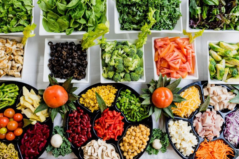 Colourful array of fruit and vegetables