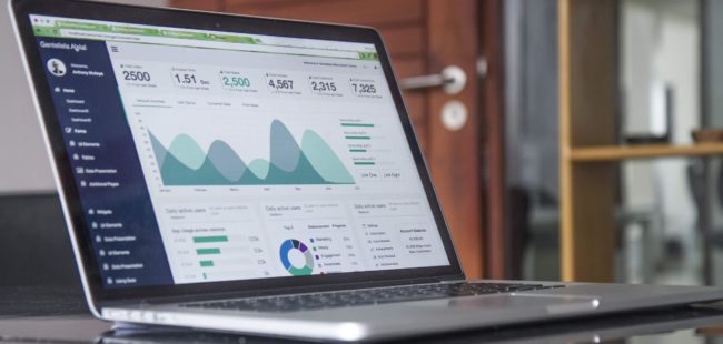 Laptop with data on screen