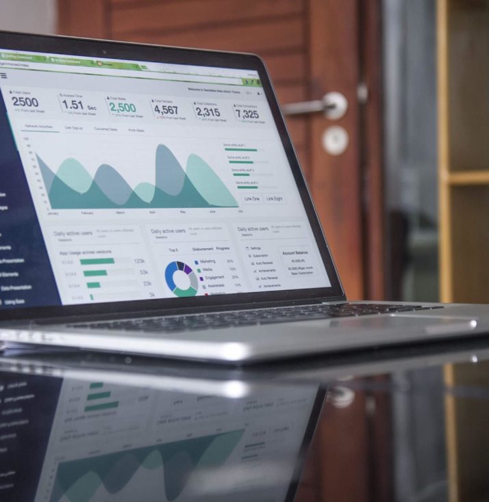 Laptop with data on screen