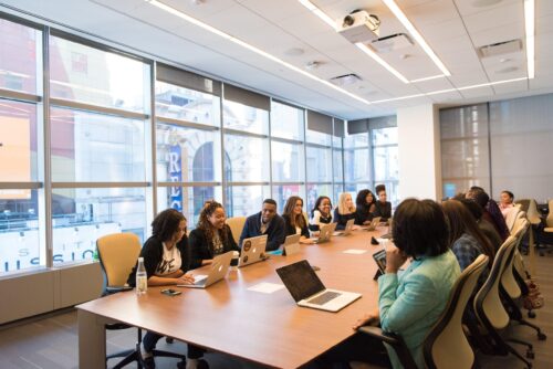 Board members sitting at large table