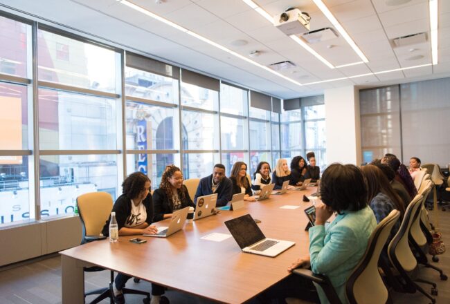 Board members sitting at large table