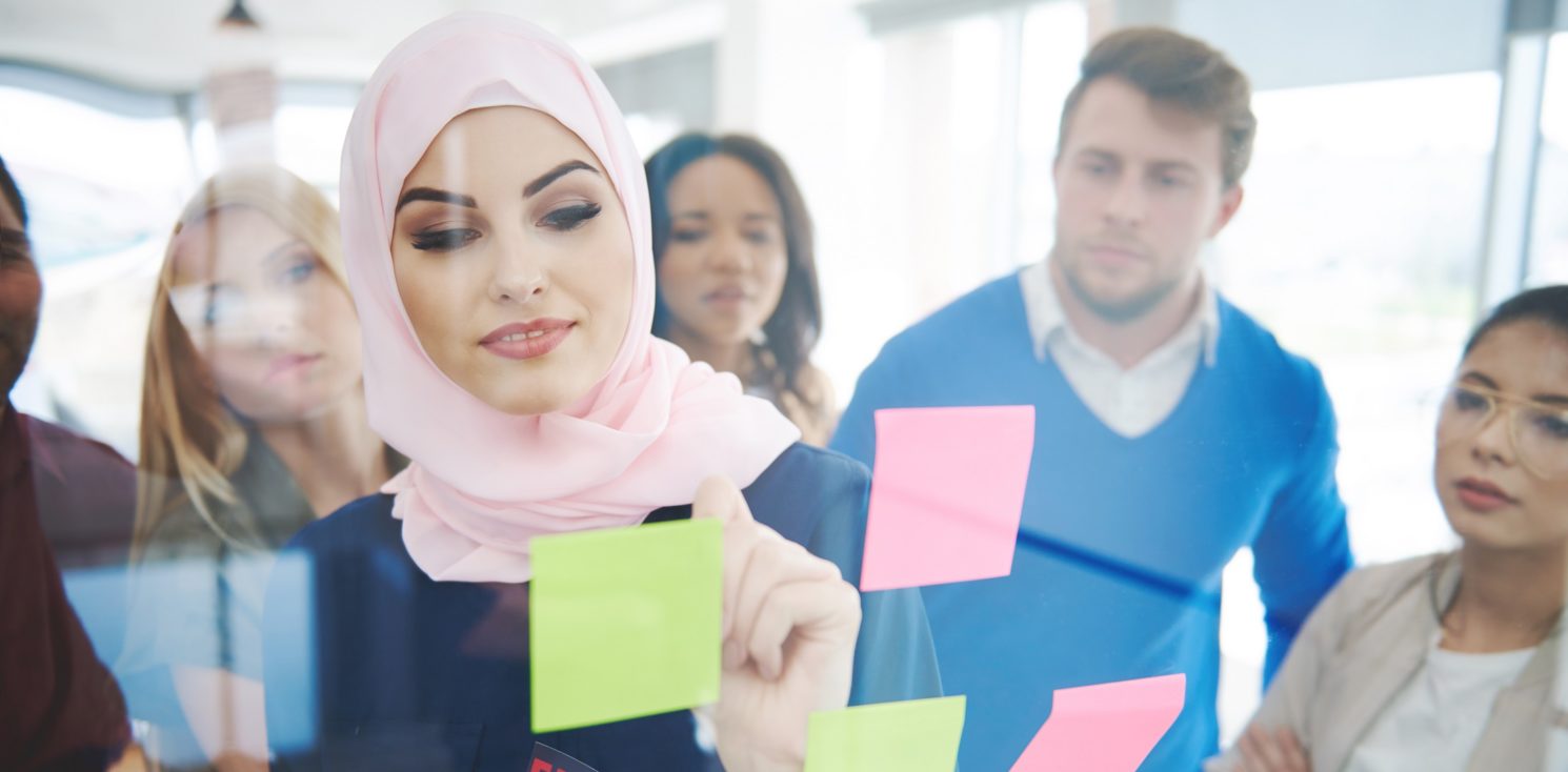 Muslim business womanin meeting with colleagues