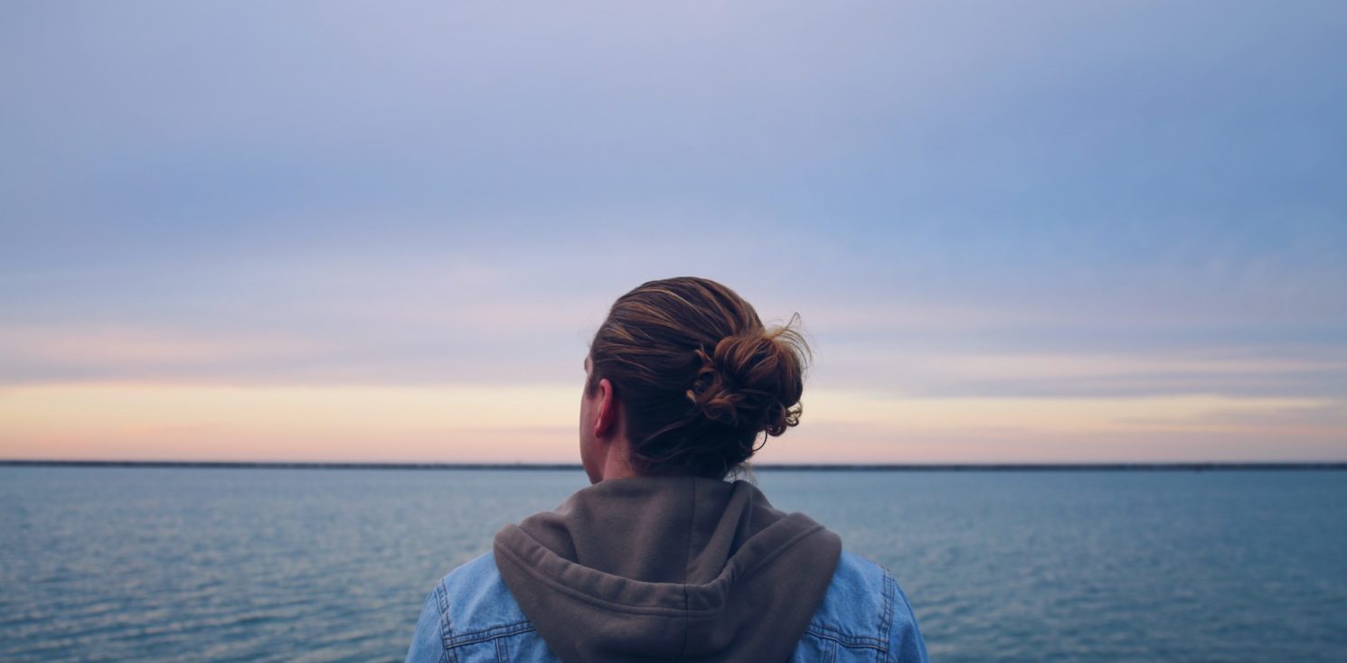 Looking out over water