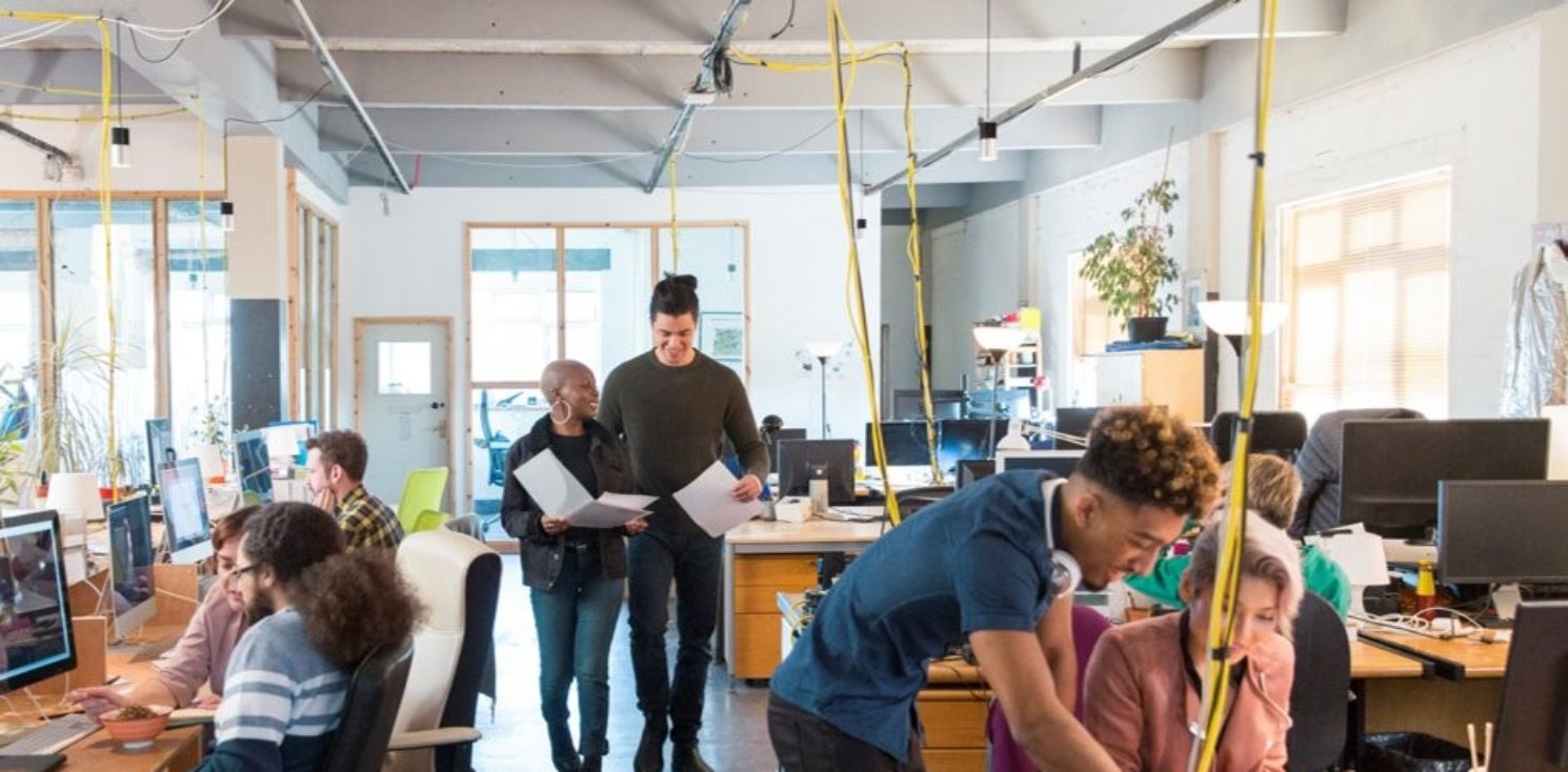 Young people at work