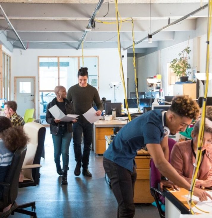 Young people at work