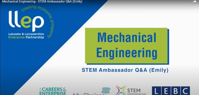 Mechanical Engineering STEM ambassador &#8211; Emily title screen